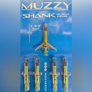 Muzzy Shank 289 Broadhead 5 PK, 1 3/4 cut,100 Grain 2 Blade Bow & Arrow Hunting